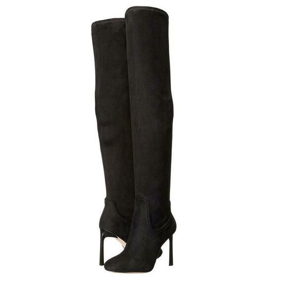 Women's Nine West Up Town Girl Over The Knee Boots Heels Black Fabric Size 9 - Picture 1 of 6